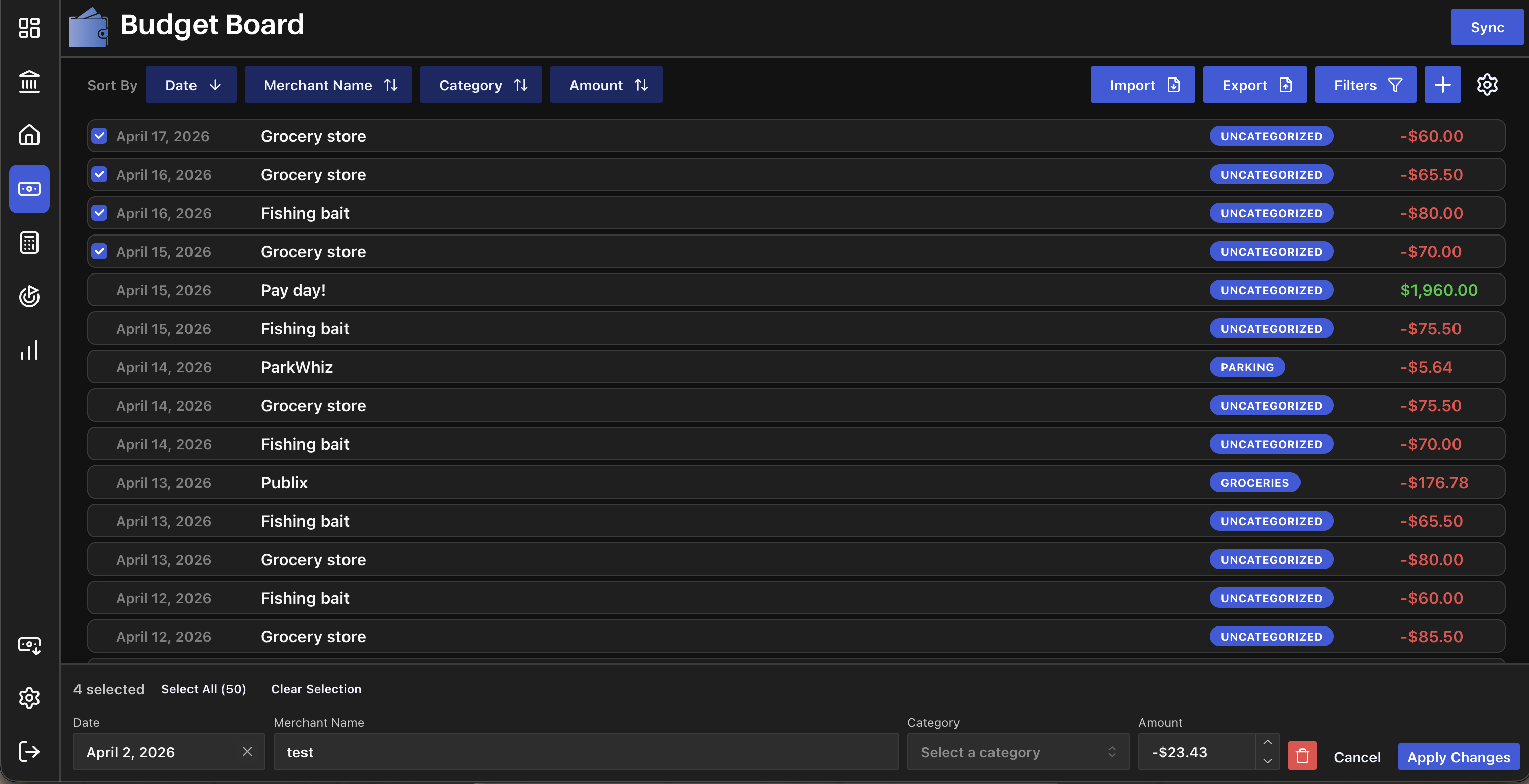Bulk Edit Transactions