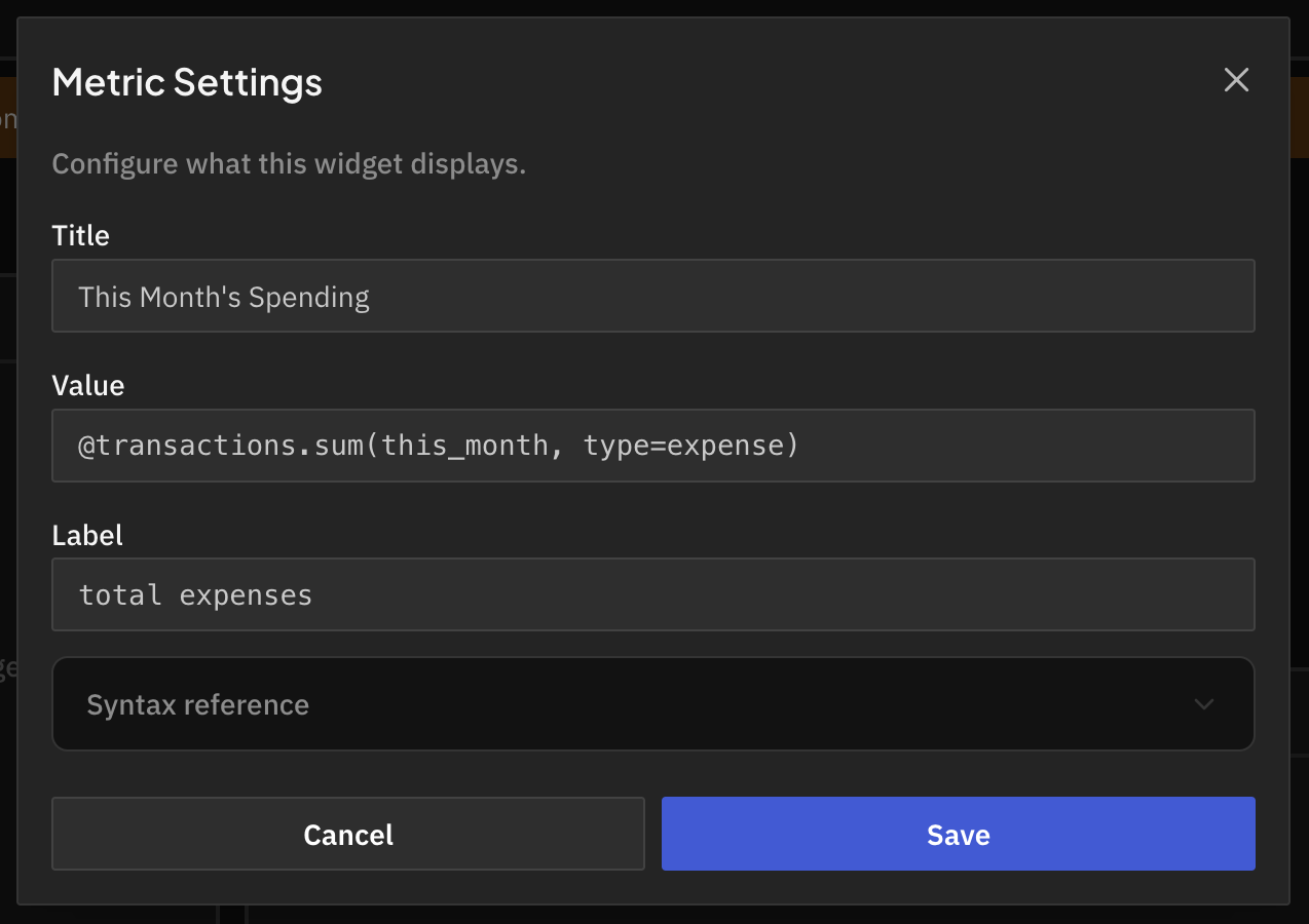 Widget Configuration